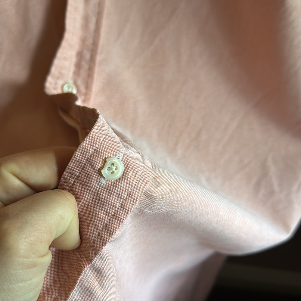Ralph Lauren Men’s Large Blairs 100% Cotton Peach Preppy Short Sleeve Shirt - Picture 7 of 8